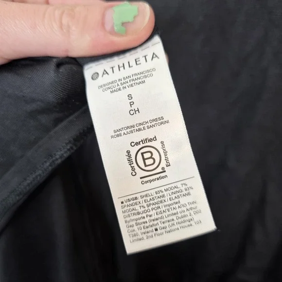 Athleta Black Santorini Cinch Sleeveless Stretchy Athleisure Midi Dress Size S - Picture 6 of 10